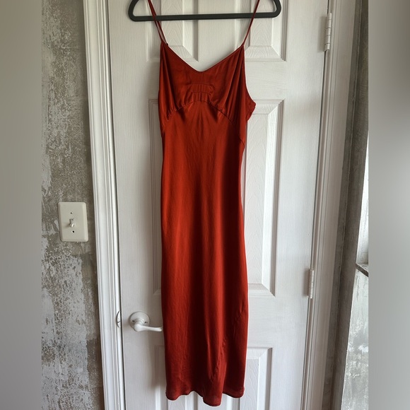 Spell Boudoir Silk Slip Dress in Copper - Picture 6 of 7
